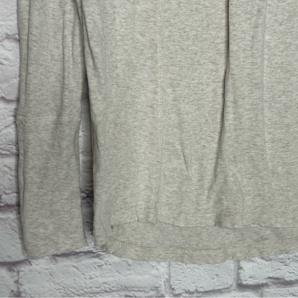 We The Free Free Peoole Heathered Cream Long Sleeve Lace Up Neckline Top - Picture 6 of 11